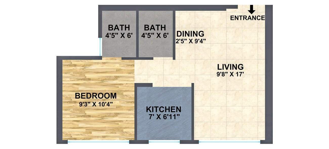  A And O Eminente (1BHK+1T (386.75 sq ft) 386.75 sq ft)