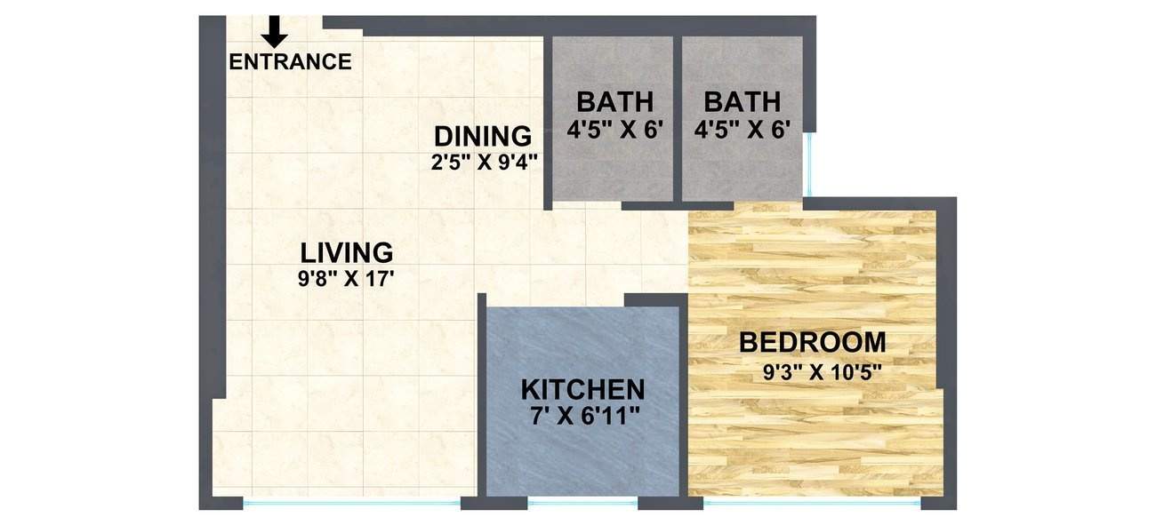  A And O Eminente (1BHK+1T (387.61 sq ft) 387.61 sq ft)