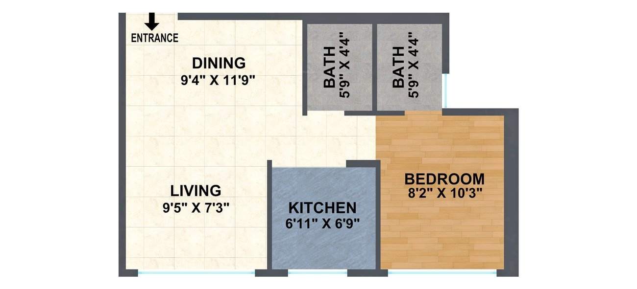  A And O Eminente (1BHK+1T (388.47 sq ft) 388.47 sq ft)