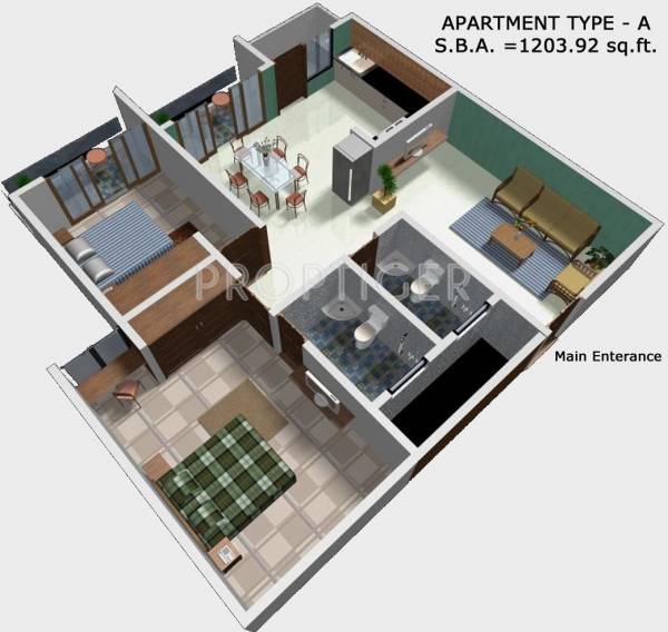 Spark Vanshee Solitaire (2BHK+2T (1,203 sq ft) 1203 sq ft)