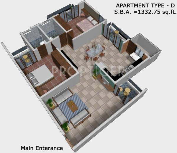 Spark Vanshee Solitaire (2BHK+2T (1,332 sq ft) 1332 sq ft)