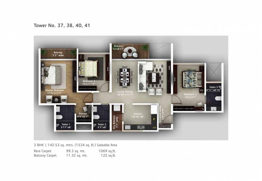 Amanora Amanora Adreno Towers (3BHK+3T (1,178.11 sq ft) + Study Room 1178.11 sq ft) Amanora Amanora Adreno Towers (3BHK+3T (1,178.11 sq ft) + Study Room 1178.11 sq ft)