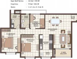 Prestige Kew Gardens (2BHK+2T (1,355 sq ft) + Study Room 1355 sq ft)