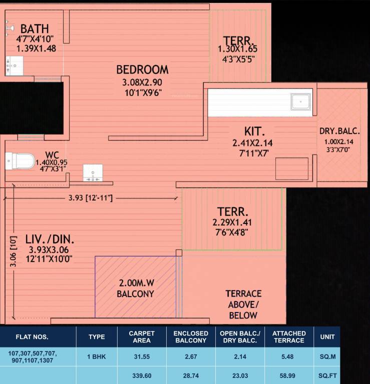 Atul Pari Towers (1BHK+1T (450.36 sq ft) 450.36 sq ft)