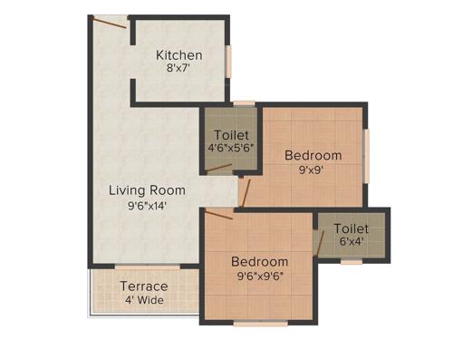 Neptune Neptune Triveni Sangam (2BHK+2T (473.93 sq ft) 473.93 sq ft)