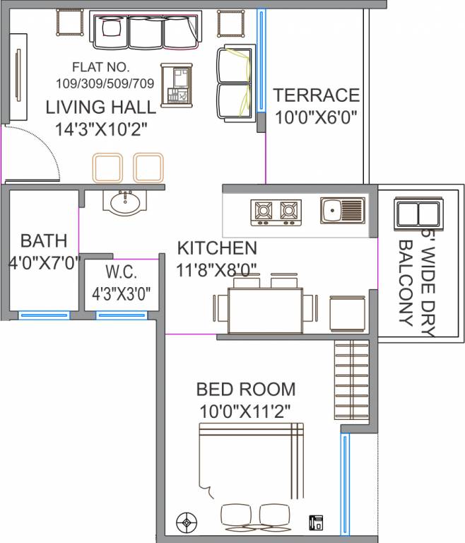 Pristine Palms (1BHK+1T (668 sq ft) 668 sq ft) Pristine Palms (1BHK+1T (668 sq ft) 668 sq ft)