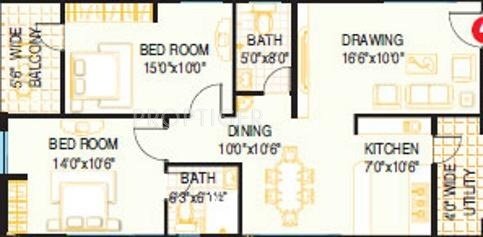 Choice India Guru S Choice Residency Floor Plan (2BHK+2T)