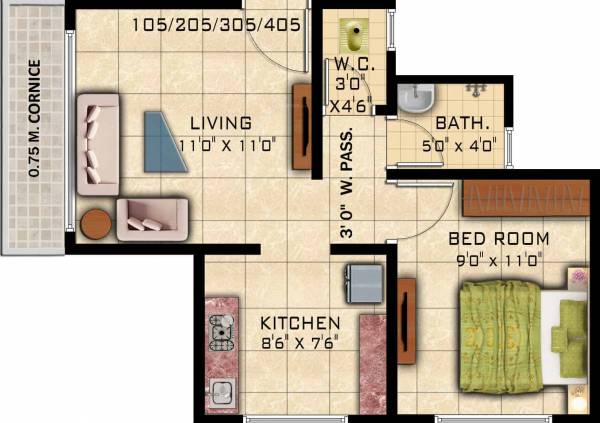 Panvelkar Crown (1BHK+2T (321.73 sq ft) 321.73 sq ft)