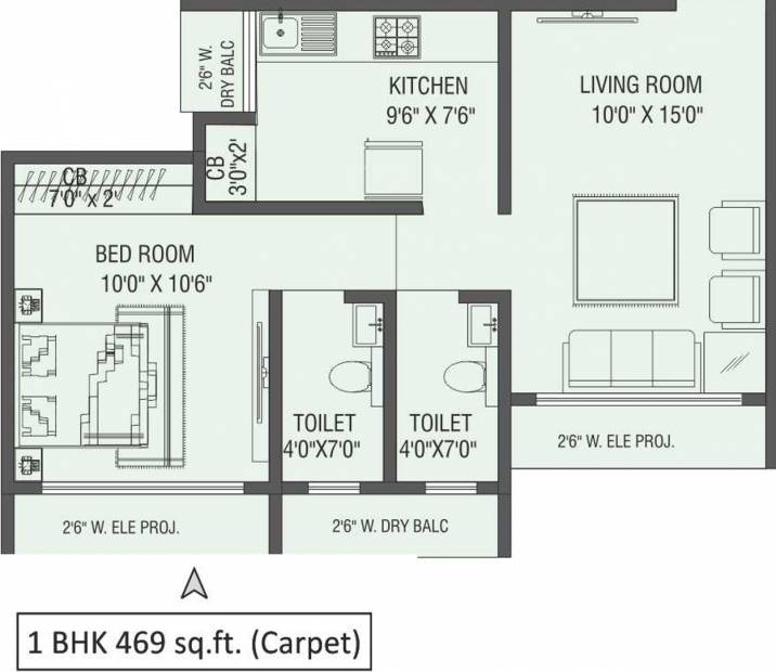 Saptashree Heights (1BHK+1T (469.2 sq ft) 469.2 sq ft)