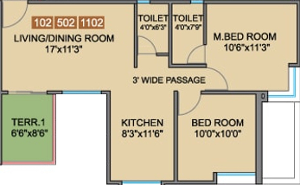 Parin Empire (2BHK+2T (590.94 sq ft) 590.94 sq ft)