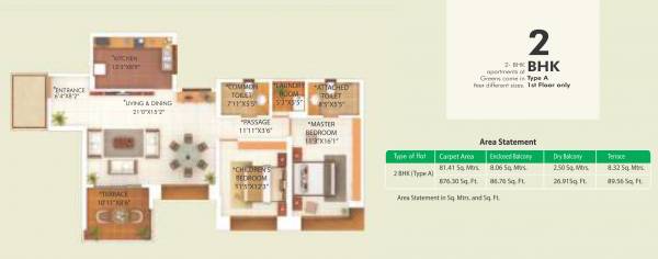 G Corp Greens Beech GH (2BHK+2T (876.29 sq ft) 876.29 sq ft)