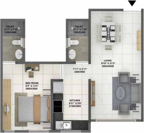 Terraform Dwarka Wing A (1BHK+1T (502.67 sq ft) 502.67 sq ft)