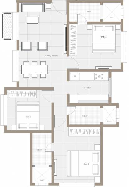Mahavir Arham Brindavan (3BHK+3T (968.54 sq ft) 968.54 sq ft)