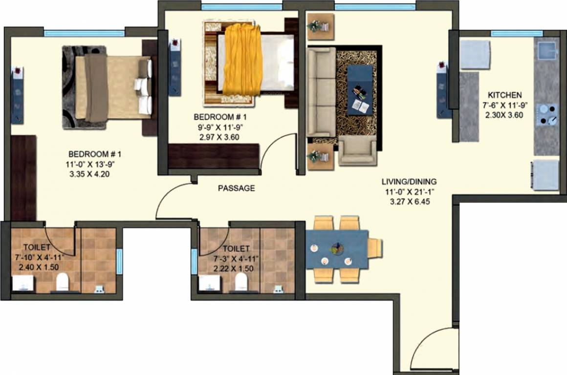 Kanakia Zenworld Phase I (2BHK+2T (759.29 sq ft) 759.29 sq ft) Kanakia Zenworld Phase I (2BHK+2T (759.29 sq ft) 759.29 sq ft)
