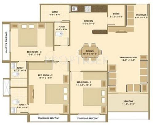 Nila Ananya (3BHK+3T (1,850 sq ft) 1850 sq ft)
