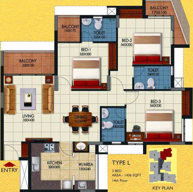 Sun Medanta (3BHK+3T (1,436 sq ft) 1436 sq ft)