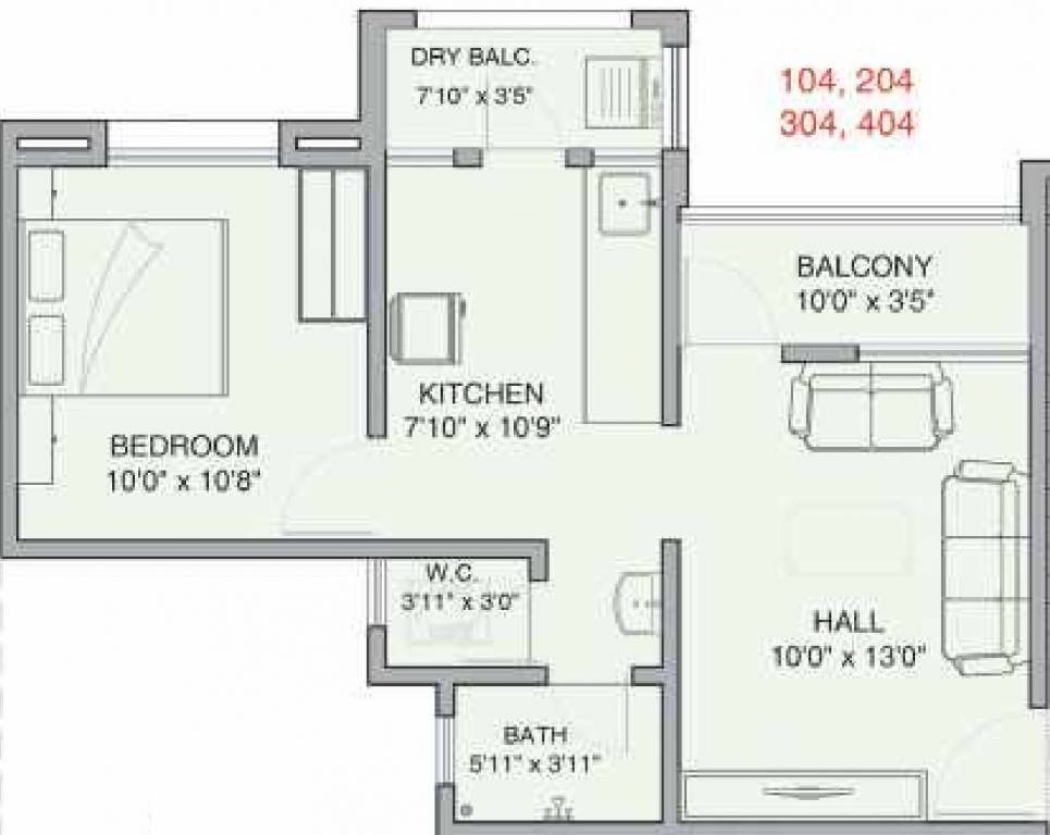 Dreams Ayana P1 P2 P3 Q1 Wings (1BHK+1T (392.99 sq ft) 392.99 sq ft)