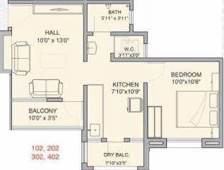 Dreams Ayana P1 P2 P3 Q1 Wings (1BHK+1T (398.05 sq ft) 398.05 sq ft)