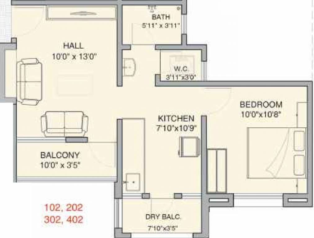 Dreams Ayana P1 P2 P3 Q1 Wings (1BHK+1T (398.05 sq ft) 398.05 sq ft)
