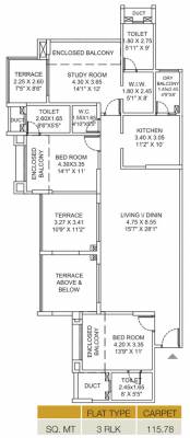 Pride Purple Park Titanium Phase II (3BHK+3T (1,246.25 sq ft) 1246.25 sq ft)