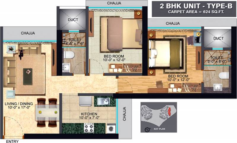 NRose Northern Heights (2BHK+2T (623.98 sq ft) 623.98 sq ft)