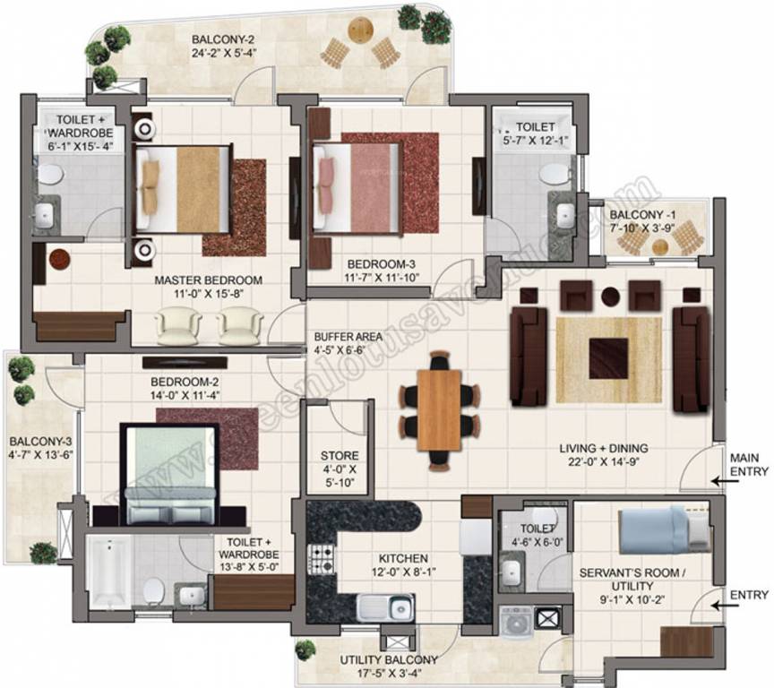 Barnala Green Lotus Avenue (3BHK+3T (2,120 sq ft) + Servant Room 2120 sq ft)