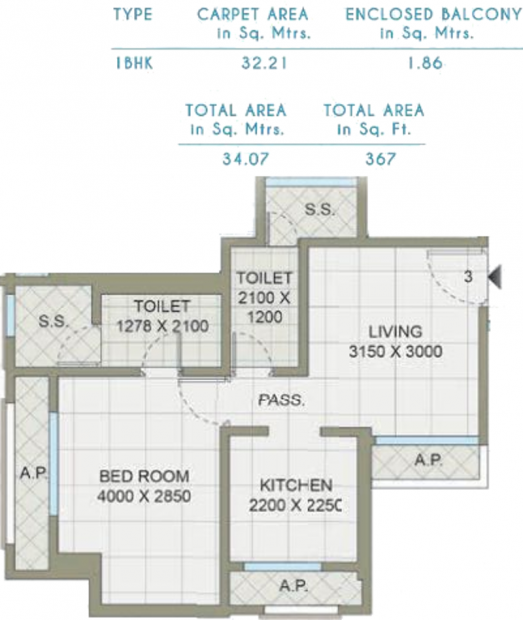 Shree Saibaba Grihanirmiti Neelambari (1BHK+1T (346.71 sq ft) 346.71 sq ft)