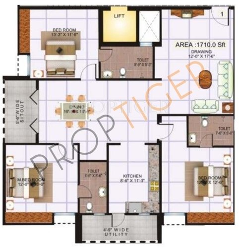Saroj Epic (3BHK+3T (1,710 sq ft) 1710 sq ft)