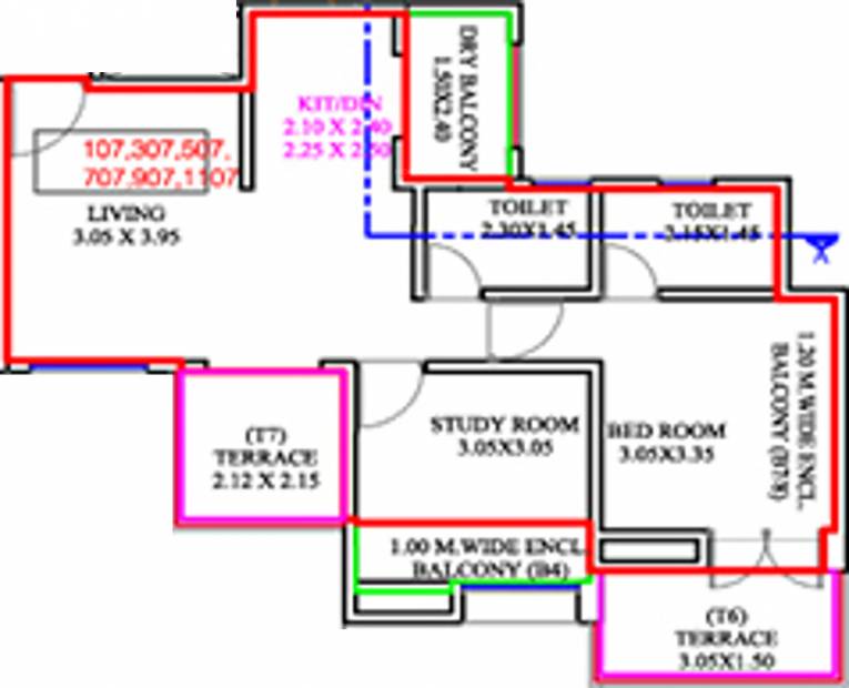 Calyx Prakriti C Navyangan (2BHK+2T (574.68 sq ft) 574.68 sq ft)