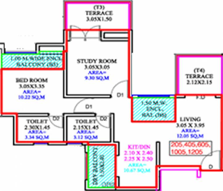 Calyx Prakriti C Navyangan (2BHK+2T (538.3 sq ft) 538.3 sq ft)