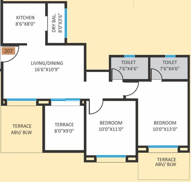 Bhandari Vermont B C (2BHK+2T (536.04 sq ft) 536.04 sq ft)