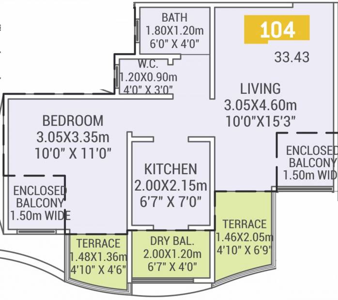 VTP Urban Life Phase 1 (1BHK+1T (359.84 sq ft) 359.84 sq ft)