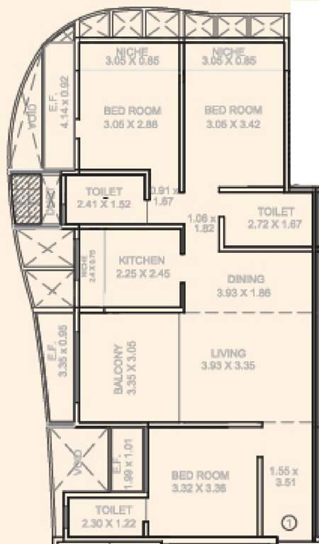 Kumar Parasmani A (3BHK+3T (861.76 sq ft) 861.76 sq ft)