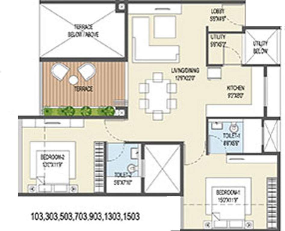 Goel Ganga Ganga Platino Building P Q R (2BHK+2T (744.65 sq ft) 744.65 sq ft)