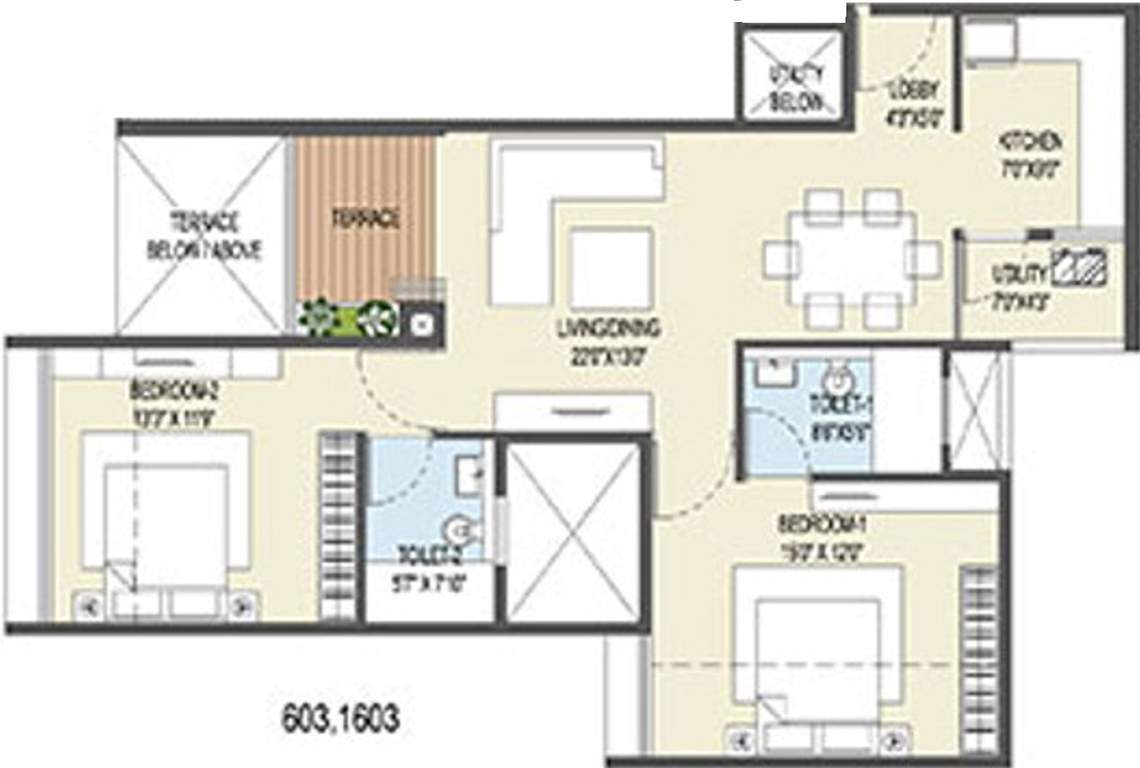 Goel Ganga Ganga Platino Building P Q R (2BHK+2T (701.16 sq ft) 701.16 sq ft)