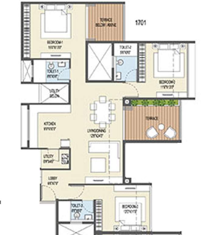 Goel Ganga Ganga Platino Building P Q R (3BHK+3T (1,379.61 sq ft) 1379.61 sq ft)