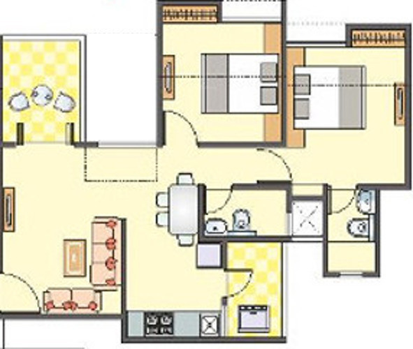 Choice Park Vista Phase 1 (2BHK+2T (493.31 sq ft) 493.31 sq ft)