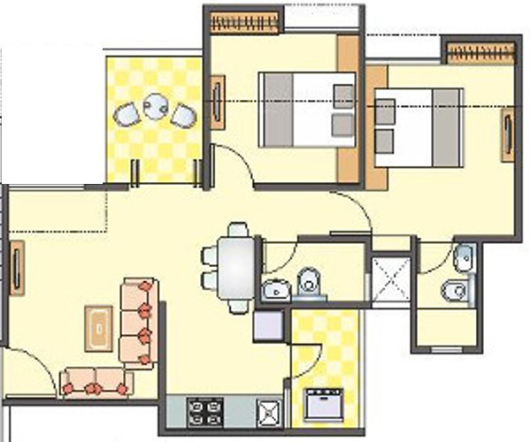 Choice Park Vista Phase 1 (2BHK+2T (495.57 sq ft) 495.57 sq ft)