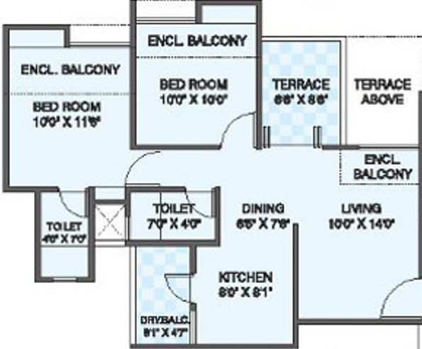 Choice Park Vista Phase 1 (2BHK+2T (501.81 sq ft) 501.81 sq ft)