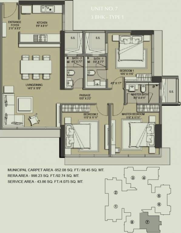 Ahuja Linkpark (3BHK+3T (998.24 sq ft) 998.24 sq ft) Ahuja Linkpark (3BHK+3T (998.24 sq ft) 998.24 sq ft)
