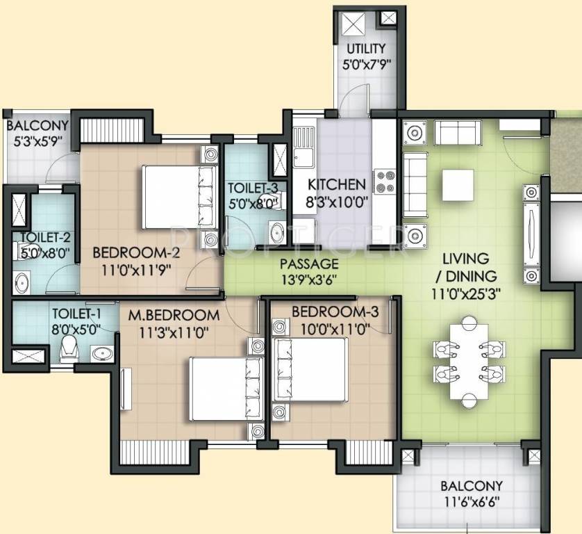 Akshaya Republic (3BHK+3T (1,452 sq ft) 1452 sq ft) Akshaya Republic (3BHK+3T (1,452 sq ft) 1452 sq ft)
