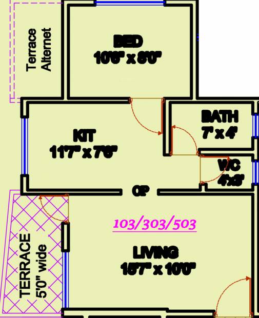 OM Kasturi Apartment (1BHK+1T (390.08 sq ft) 390.08 sq ft)