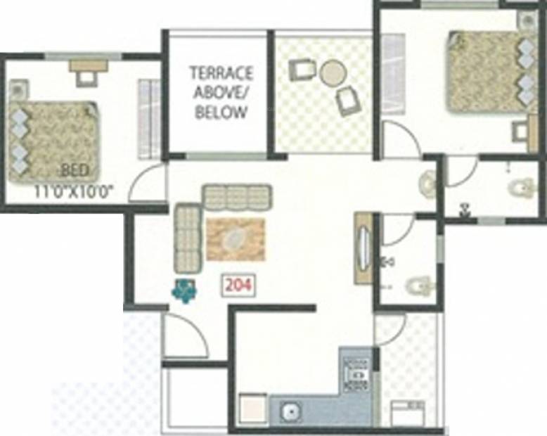 Gawade Emerald PH IV (2BHK+2T (454.88 sq ft) 454.88 sq ft)