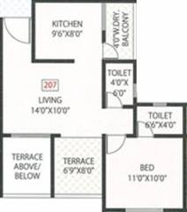 Gawade Emerald PH IV (1BHK+2T (370.39 sq ft) 370.39 sq ft)