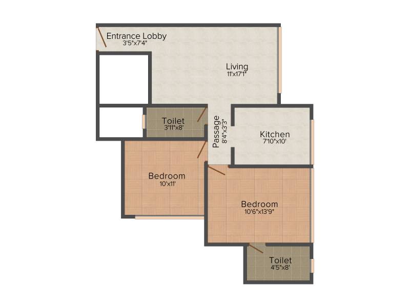 Lucent Fressia Ranibello (2BHK+2T (644.97 sq ft) 644.97 sq ft)