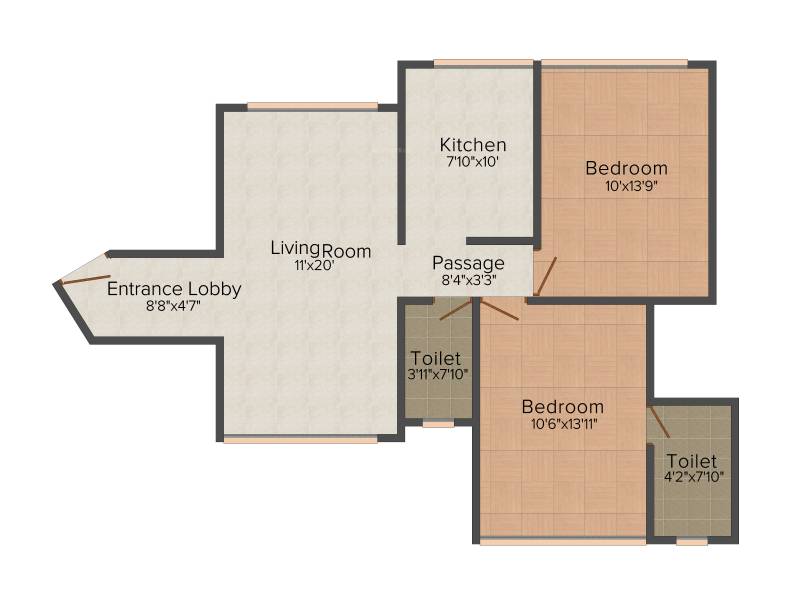 Lucent Fressia Ranibello (2BHK+2T (717.74 sq ft) 717.74 sq ft)