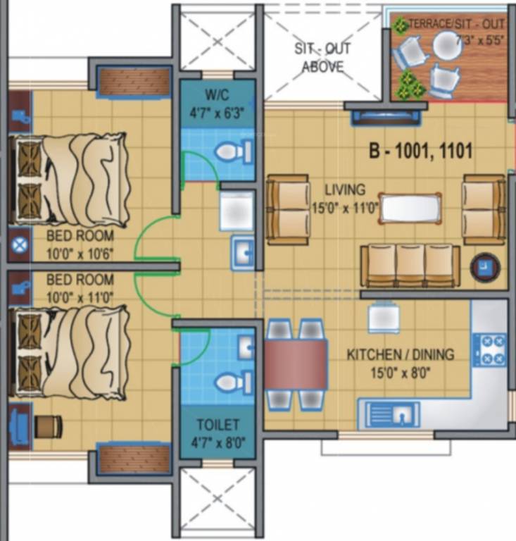 Kotibhaskar Vasant Vihar CHS (2BHK+2T (563.71 sq ft) 563.71 sq ft)