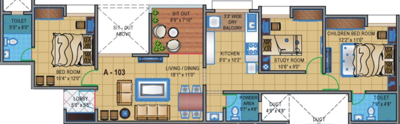 Kotibhaskar Vasant Vihar CHS (3BHK+3T (682.11 sq ft) 682.11 sq ft)