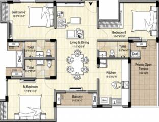 XS Centra (3BHK+3T (1,318 sq ft) 1318 sq ft)