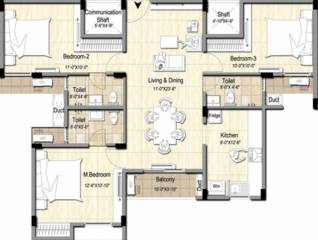 XS Centra (3BHK+3T (1,340 sq ft) 1340 sq ft)